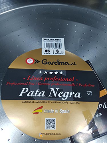 Garcima 85050 - Paellera de Acero Pulido, color Gris, 50 cm