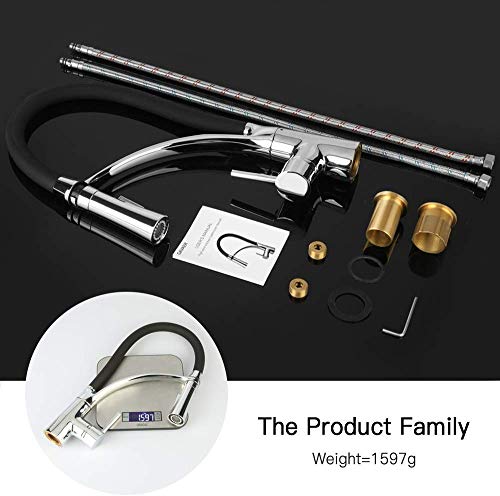 GAVAER Grifo Cocina, Silicona de Grado Alimenticio 360° Rotación Grifo Mezclador con 2 Modos Extraíble Rociador, Grifo Mezclador para Agua Fría y Caliente, Latón Cromado Grifos Fregadero.