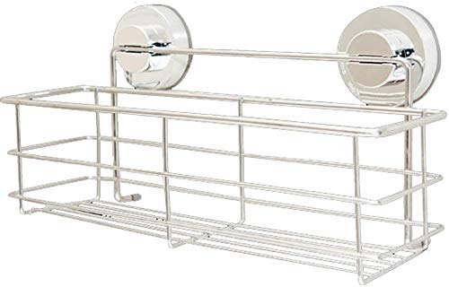 GBX Estante para platos, Estante para almacenamiento de ducha Estante para baño Cesto montado en la pared Ventosas gratuitas Cocina de acero inoxidable, plateada,Los 30x11x15cm