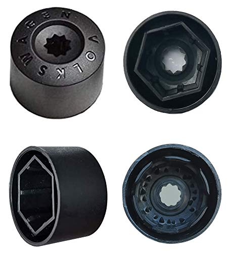 Gebildet 20pcs 17mm Tapa de Tuerca de Rueda(4pcs Anti-robo Tapa de Tuerca de Rueda+16pcs Casquillo normal),Cubierta de Tuerca de Neumático,Wheel Bolt Nut Cap con Extractor(Negro)