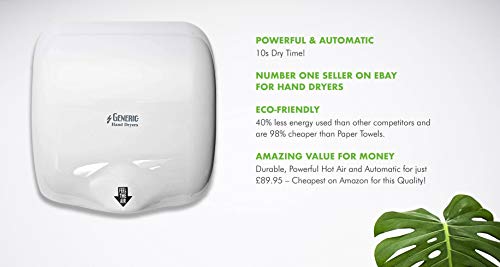 Generic Turbo Secadores de Mano | Secamanos Eléctrico | Ecológico, de Alta Velocidad y Bajo Uso de Energía | Secador de Manos Eléctrico