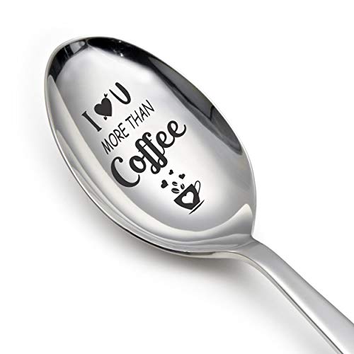 Gifttoys I Love You More Than Coffee - Cuchara grabada con mensaje en inglés"I Love You More Than Coffee"