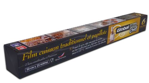 Global Plastics Global Pro Chef Papel para horno, para hornear al estilo tradicional y en papillote, 50 cm x 25 m