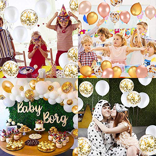 Globos de Cumpleaños, Helio para Globos, Globos Boda,60Piezas Kit Globos Dorados, Cumpleaños, Baby Shower, Graduación, Decoraciones de Fiesta de Ceremonia