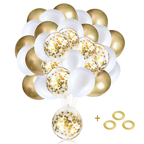 Globos de Cumpleaños, Helio para Globos, Globos Boda,60Piezas Kit Globos Dorados, Cumpleaños, Baby Shower, Graduación, Decoraciones de Fiesta de Ceremonia