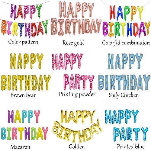 Globos Happy Birthday Globos Feliz cumpleaños Letras Alfabeto Fiesta de Cumpleaños Decoración Happy Birthday Bandera Globos Para Fiestas Cumpleaños de Niños y Niñas(e)