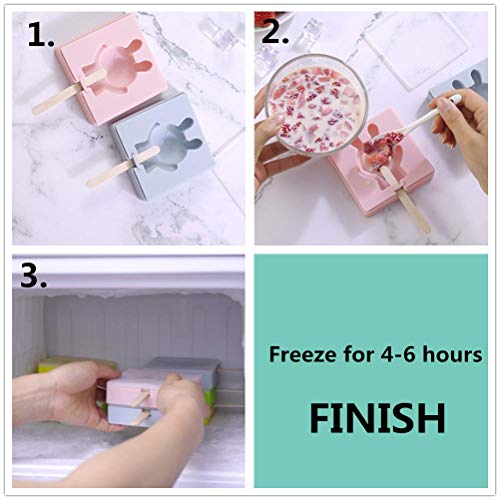 Gogh Paquete de 5 Popsicle Juego de moldes con Tapas y 100 Palillos, estallido del Hielo del Molde del Polo de Hielo moldes de Grado alimenticio Material BPA Libre, patrón Opcional,Tiger
