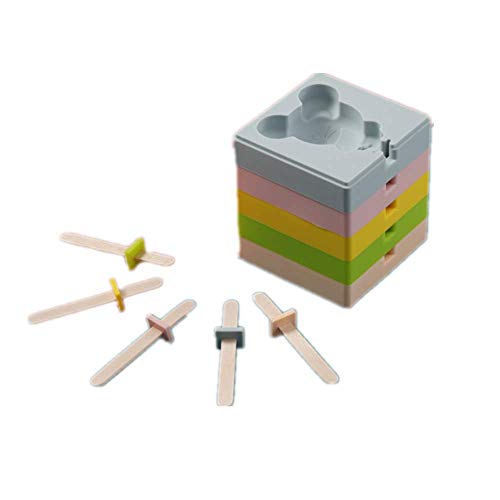 Gogh Paquete de 5 Popsicle Juego de moldes con Tapas y 100 Palillos, estallido del Hielo del Molde del Polo de Hielo moldes de Grado alimenticio Material BPA Libre, patrón Opcional,Tiger