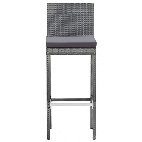 Goliraya Muebles de Bar Jardín Exterior 5 pzas Ratán Sintético Madera Acacia Gris,Mesa y Sillas Jardín,Mesa y Sillas Exterior,Mesa y Sillas de Bar,Conjunto Mesa y Sillas Jardin y Terraza