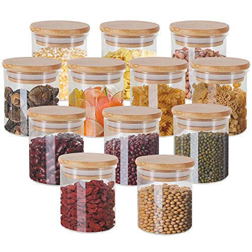 GoMaihe 150ml Tarro de Vidrio de Almacenamiento, 12 PCS Tarros de Cristal para Conservas Envases Cristal Alimentos, Tarro de Granos de Café Espaguetis Recipiente Hermetico Tarros de Cristal con Tapa