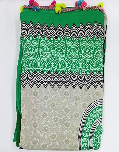 Goodforgoods Pareo Toalla Grande Playa Piscina para Mujer, Chica, Señora, Medidas 180x100 cm XXL con Mandala, Unicornio, Turquesa, Azul,Verde. (Verde y Blanco)