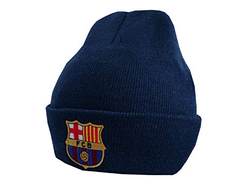 Gorro de punto con escudo F.C. Barcelona. Producto oficial. Ideal como regalo, hombre, azul, One Size (adult / youth)