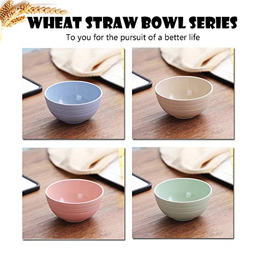 Goter Tazones de consomé, 4 Piezas Cuenco para Ensalada,Mezclar, Cuenco para Sopa, Platos de Cena de Paja de Trigo, Aptos para lavavajillas, para Frutas, arroz para niños, Adulto, Anciano (4pcs)