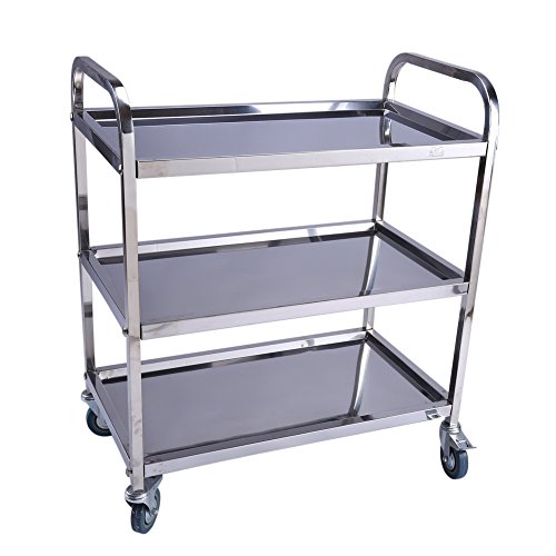 GOTOTOP - Carrito de acero inoxidable con 3 baldas para restaurante, cocina, gastronomía