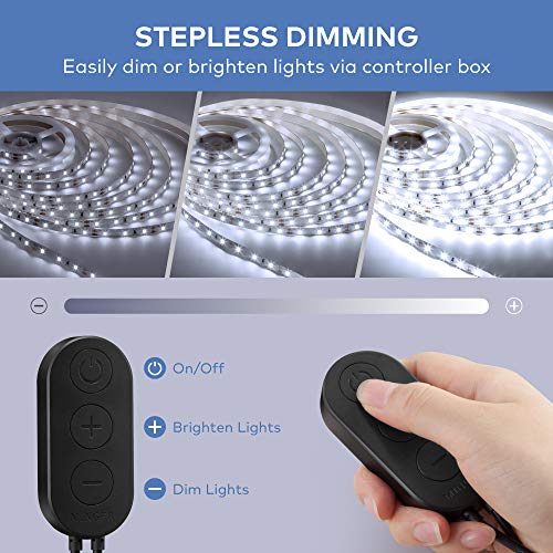Govee Tira LED Blanco Frío 5M, Tiras LED Regulable Iliminición 2835 300 LED 6500K, Luces Kits Flexible para Armario, Dormitorio, Muebles, Cocina