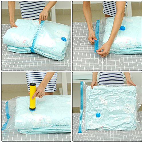 GQC Bolsa al Vacio Ropa, 8unidades+ Bomba de mano Bolsas de Almacenaje Ahorro Espacio Bolsas de Vacio para Guardar Ropa, Edredones, Almohadas, MantasS (4PCS(70*50cm) 2PCS (80*60cm) 2PCS (100*70cm))