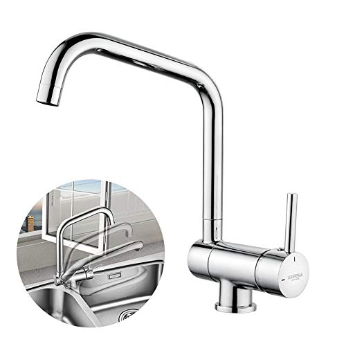 GRIFEMA Irismart - Grifo de cocina abatible, mezclador Plegable Fregadero, Cromo