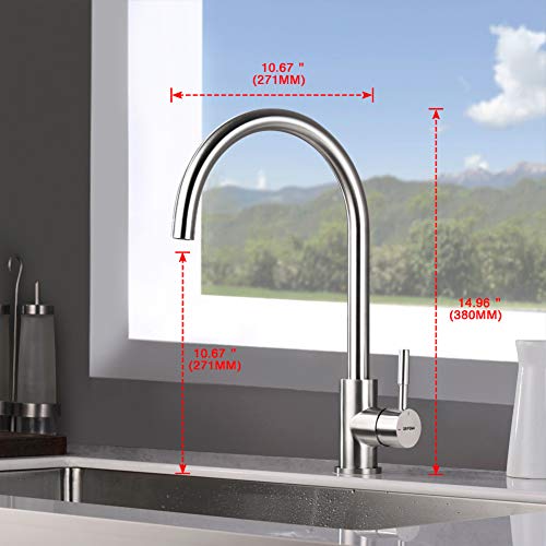 GRIFEMA Irismart - Grifo de cocina con caño orientable 360 °, mezclador de fregadero Alto, Acero