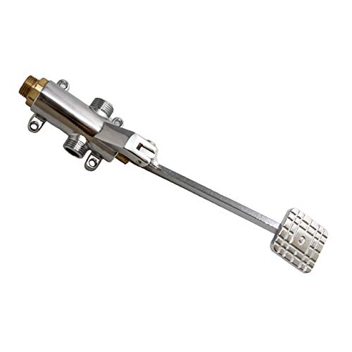 Grifo pedal mezclador dos aguas para fregaderos industriales de hostelería, lavamanos a pedal. Grifo de acero de pié con pedal pulsador de agua fría y caliente.