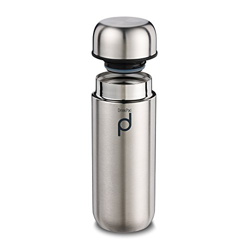 Grunwerg - Termo Aislante al vacío para Bebidas, a Prueba de Goteo, aguante de 8 Horas para Bebidas Calientes y 24 para Bebidas frías, Acero Inoxidable, Satinado, 200 ml