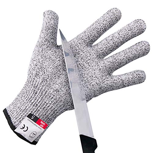 Guantes Anticorte 2 Pares,Omew Guantes Resistentes a Los Cortes Nivel 5 Seguridad para Jardín y Cocina Trabajo Mecanico,certificación EN 388,Fácil de Usar y Seguro