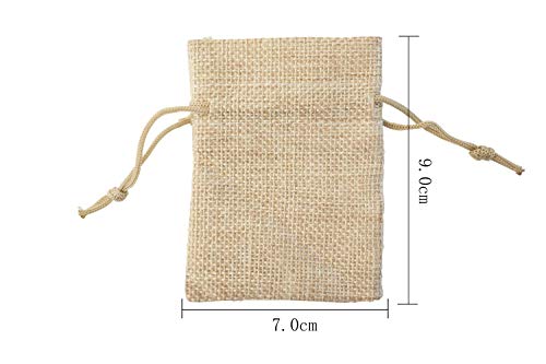 Gudotra Acerca de 100pcs Bolsa de Lino con Cordón para Joyería Regalos Arroz Boda Navidad Bolsitas de Tela Saco