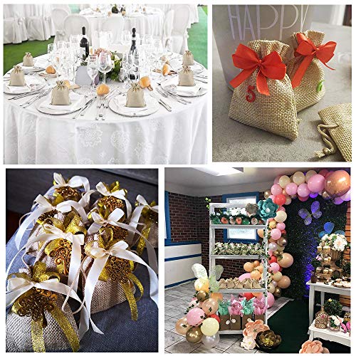 Gudotra Acerca de 100pcs Bolsa de Lino con Cordón para Joyería Regalos Arroz Boda Navidad Bolsitas de Tela Saco