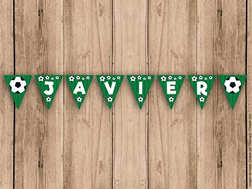 Guirnalda Mi Primera Comunión, Bautizo o Cumpleaños fútbol. Guirnalda decorativa. Banderines para fiestas.