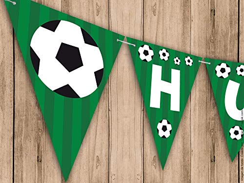 Guirnalda Mi Primera Comunión, Bautizo o Cumpleaños fútbol. Guirnalda decorativa. Banderines para fiestas.