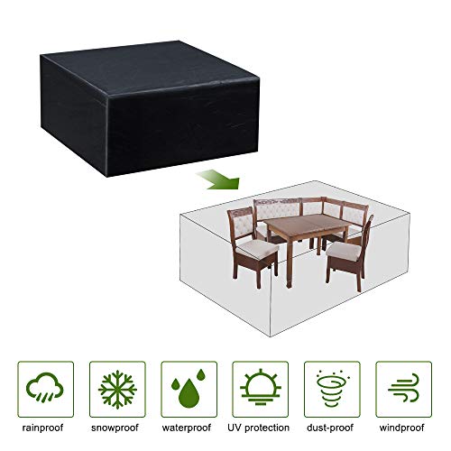 Gurkkst Funda Protectora para Muebles de jardín Funda Muebles Exterior Impermeable Anti-UV Protección Cubierta de Muebles de Mesas Oxford Negro (135x135x75 cm)