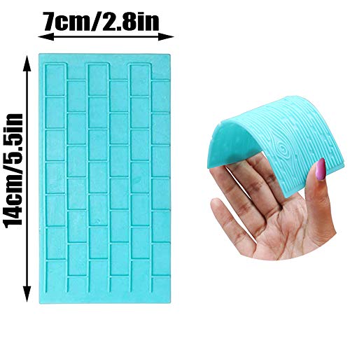 Gurxi Molde de Pastel de Fondant Azul DIY Tapete para Decoración de Pasteles DIY para el Patrón de Borde de Pastel Bricolaje Muro de Piedra Corteza Pared de la Ciudad Flor de Sol 6 Piezas (Azul)