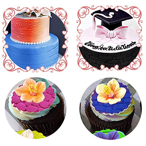 Gurxi Molde de Pastel de Fondant Azul DIY Tapete para Decoración de Pasteles DIY para el Patrón de Borde de Pastel Bricolaje Muro de Piedra Corteza Pared de la Ciudad Flor de Sol 6 Piezas (Azul)