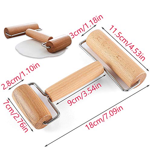 Gurxi Pasta Rodillo Pastelería Dough Antiadherente Artesanía Rodillo Galletas Haya Profesional Rodillo Pin Profesional Cocina Dough Rodillo para Cocina Hotel Restaurante Masa para Bronceado 2 Piezas