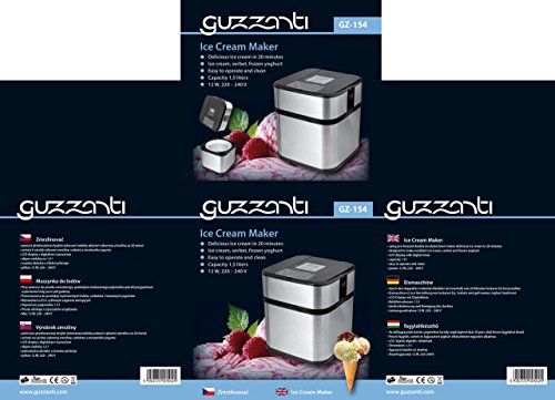 Guzzanti GZ 154 Máquina de Hielo, 12 W, 1.5 litros, Plata