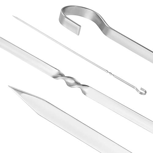 GWHOLE 12 Piezas Pinchos para Barbacoa 39cm de Acero Inoxidable, Brochetas para Asada de Carne Verdura Marisco, Kebab