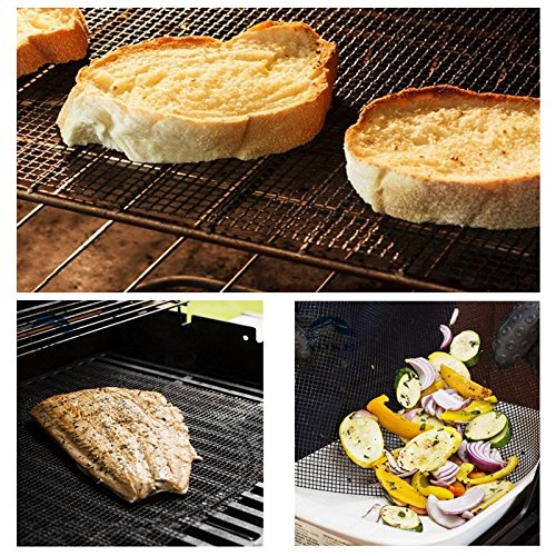 GWHOLE 4 Piezas Rejillas para Parrilla Barbacoa Malla Antiadherente BBQ Estera Cortable para Parrilla Horno, 40 x 33 cm