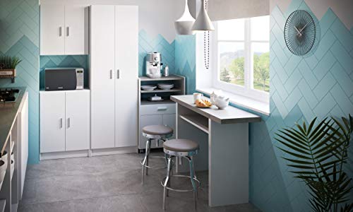 Habitdesign 005149O - Mueble Armario Multiusos bajo 2 Puertas, Color Blanco, Medidas: 59 cm (Largo) x 80 cm (Alto) x 37 cm (Fondo)