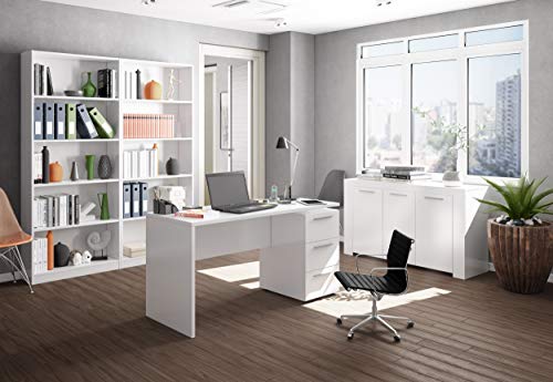 Habitdesign 006620A - Aparador Buffet Moderno, Armario Auxiliar Comedor, Color Blanco Artik, Medidas: 144 cm (Ancho) x 80 cm (Alto) x 42 cm (Fondo)