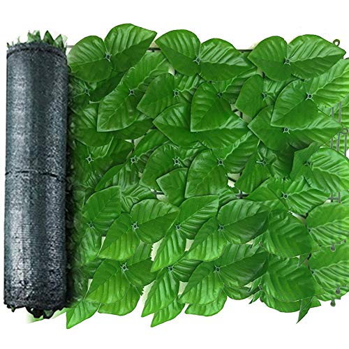 HAINIWER Plantas Hiedra Artificial, 0.5 * 3m Malla Sombreo Cubierta Exterior Sombreadora, Pantalla Privacidad Balcón Terraza Jardín Seto Valla De Hojas Artificiales Verde