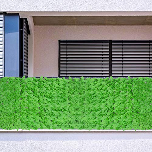 HAINIWER Plantas Hiedra Artificial, 0.5 * 3m Malla Sombreo Cubierta Exterior Sombreadora, Pantalla Privacidad Balcón Terraza Jardín Seto Valla De Hojas Artificiales Verde