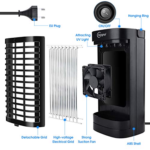 Hangrui Lámpara Antimosquitos,Eléctrico Mosquitos Killers,UV Lámpara Camping Antimosquitos con Ventilador de Gran Alcance contra Mosquitos, Moscas, Polillas para Uso Interiores(EU Plug)