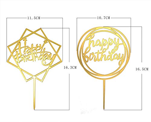 Happy Birthday Cake Topper,6 Piezas Decoración para Tarta,Happy Birthday Topper Decoración para Varios Pastel de Cumpleaños Boda(Oro)