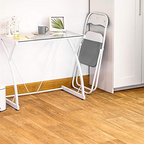 Harbour Housewares Silla de Escritorio Plegable - con Acolchado Gris/Blanco