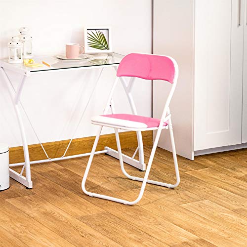 Harbour Housewares Silla de Escritorio Plegable - con Acolchado Rosa/Blanco