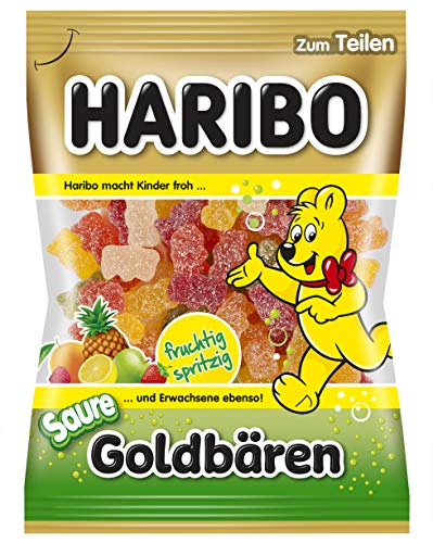 Haribo Ácido Osos Dorados, Ositos de Goma Ácidos, Gominolas, Gomitas de Fruta Ácido, En Bolsa, Bolsa, 200 g
