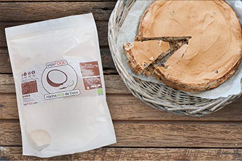 Harina de Coco Ecológica - 2kg - Harina Orgánica con Alto contenido de Fibra - Totalmente Natural y sin Gluten