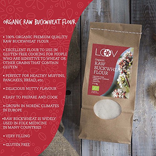 Harina orgánica de Trigo Sarraceno Crudo Sin Gluten, 1 kg, Sin Tratamiento Térmico, Todos Los Nutrientes Conservados, Delicioso Sabor a Avellana, Cultivado Orgánicamente en Climas Nórdicos