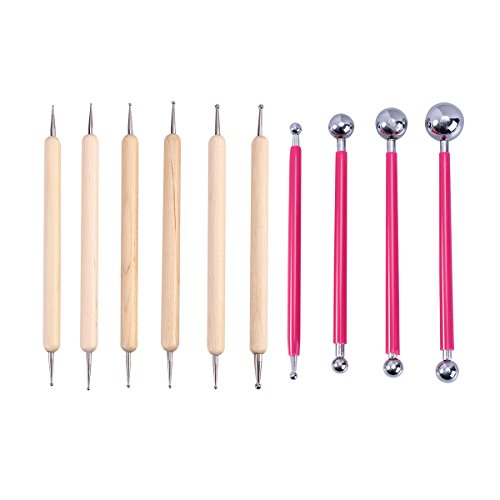healifty 10 pieza metal Stylus Ball Modelaje para herramientas Kit (Rosa)