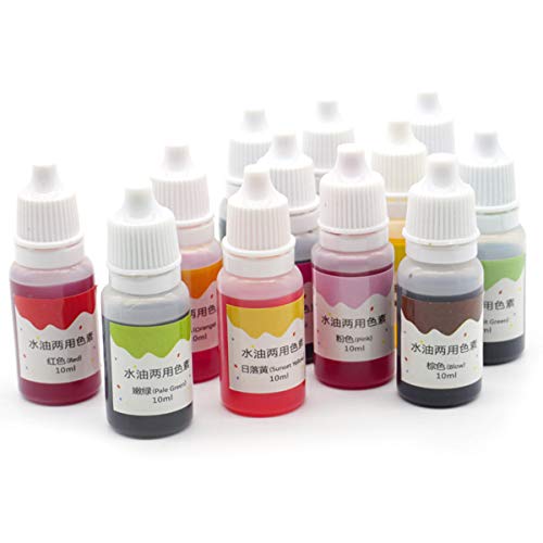 Healifty 12 piezas de pigmento de color de aceite de agua para colorear jabón, plastilina, para hacer a mano, 10 ml