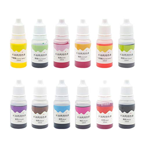 Healifty 12 piezas de pigmento de color de aceite de agua para colorear jabón, plastilina, para hacer a mano, 10 ml